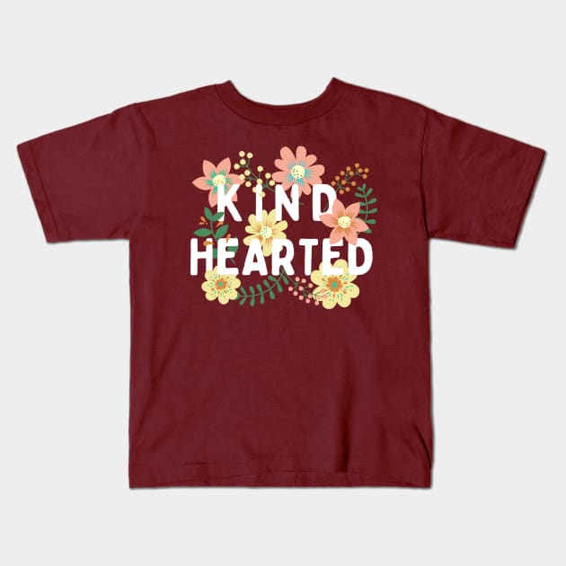 Kind Hearted (white) floral Kids T-Shirt by EmilyBickell